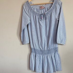 Girls Blue Smocked Waist Dress